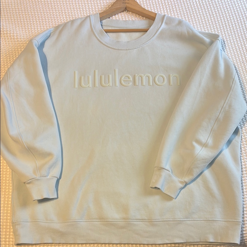 lululemon Perfectly Oversized Crew *Fleece, Sheer Blue, Size 14